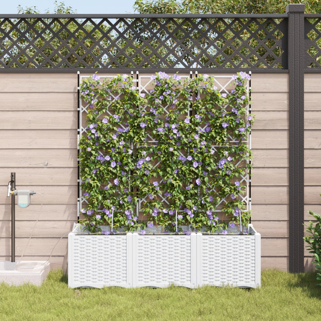Piantane da Giardino  con Sistema di Irrigazione 3 pz Bianco