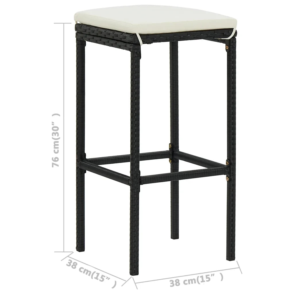 Set Bar da Giardino 3 pz con Cuscini Nero cod mxl 42545