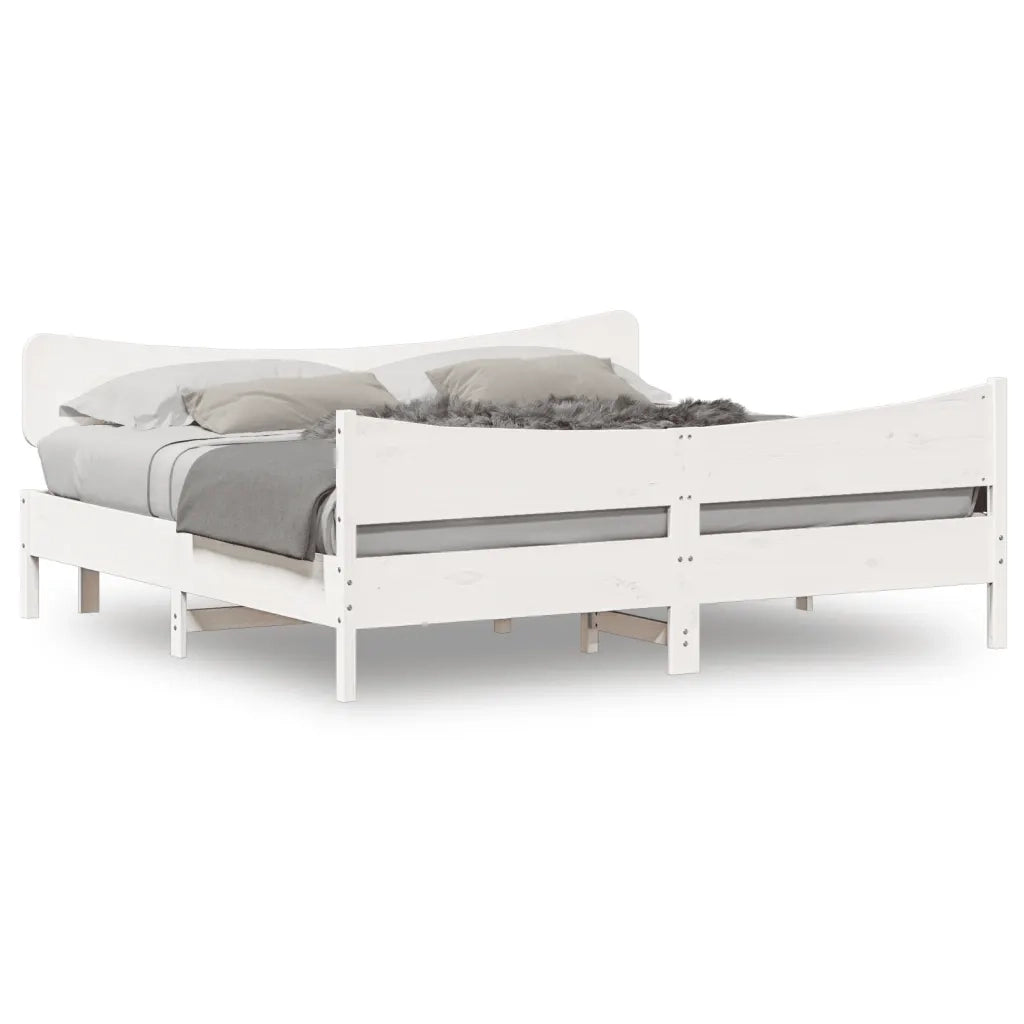Giroletto senza Materasso Bianco 200x200 cm Legno Massello Pino