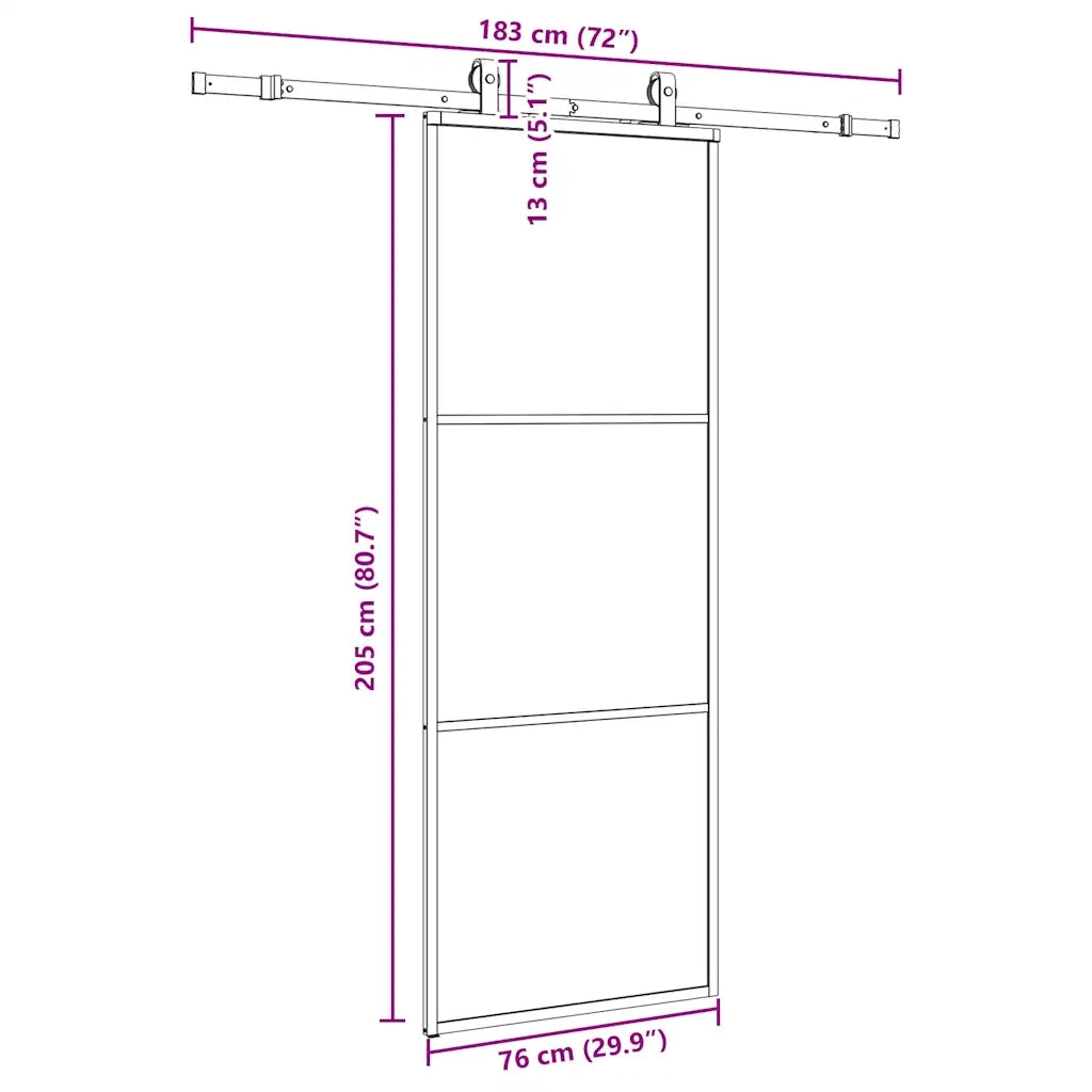 Porta Scorrevole con Ferramenta Nera 76x205 cm in Vetro ESG 3375781
