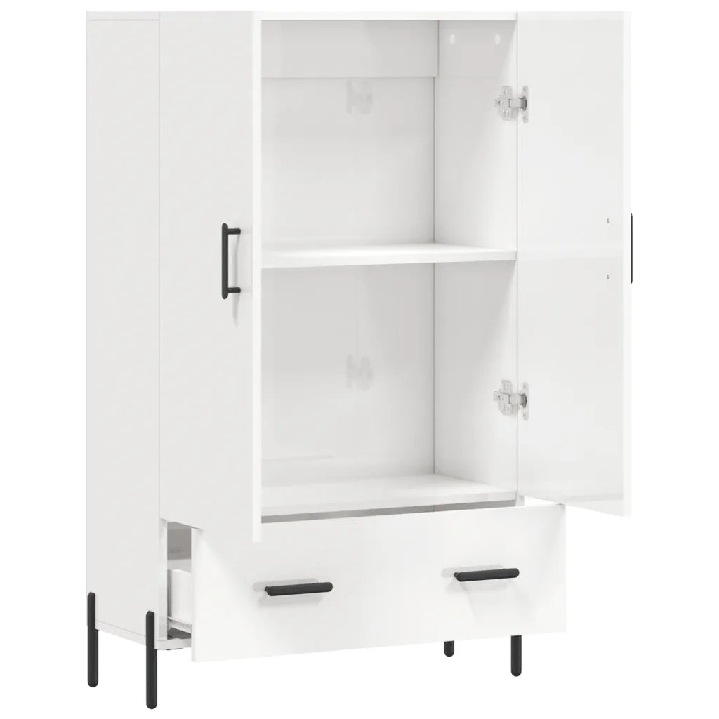 Credenza-Buffet-Armadio da cucina Bianco Lucido 69,5x31x115 cm in Legno Multistrato 558357