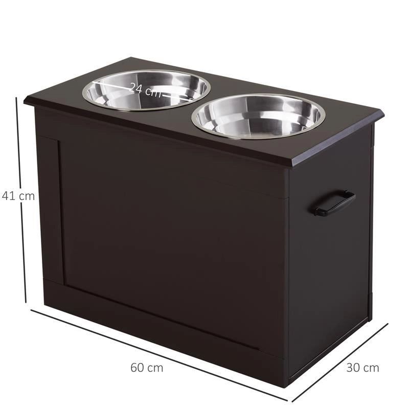 PORTACIOTOLE RIALZATO PER CANI CON 2 CIOTOLE DI 24 CM IN ACCIAIO INOX