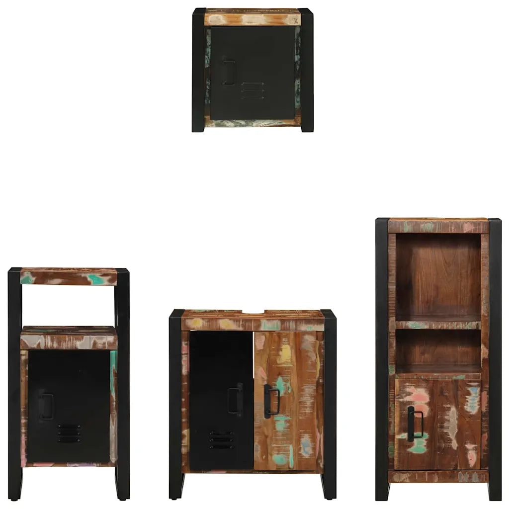 vidaXL Set di mobili per il bagno 4 pcs Legno massello riciclato