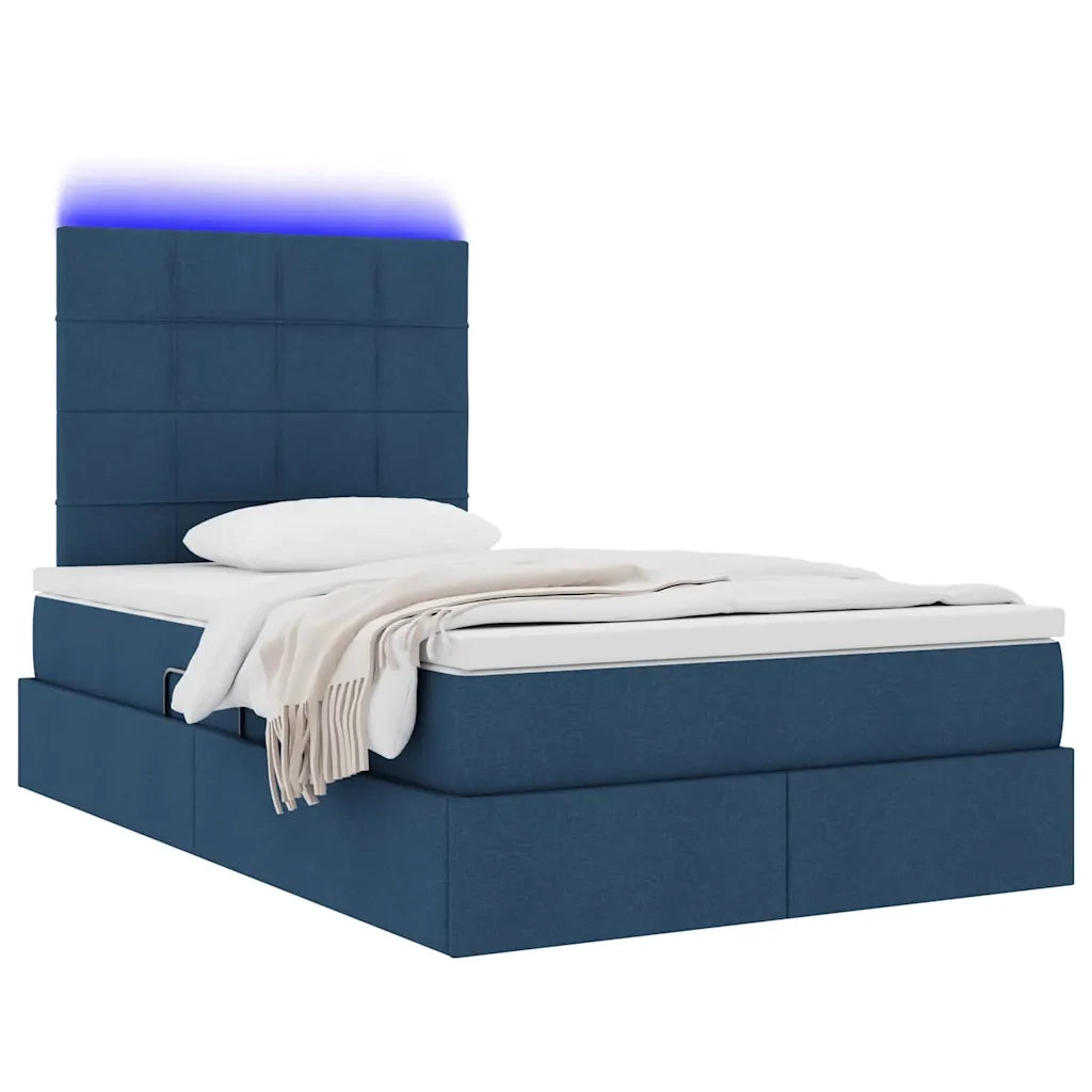 Letto con contenitore e LED con led Blu 120 x 200 cm Poliestere