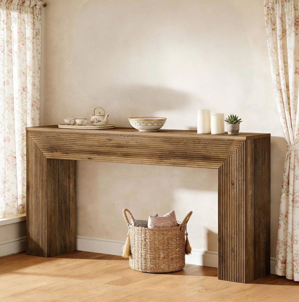 Tavolo consolle rustico marrone in MDF, piano da 160 x 30 cm