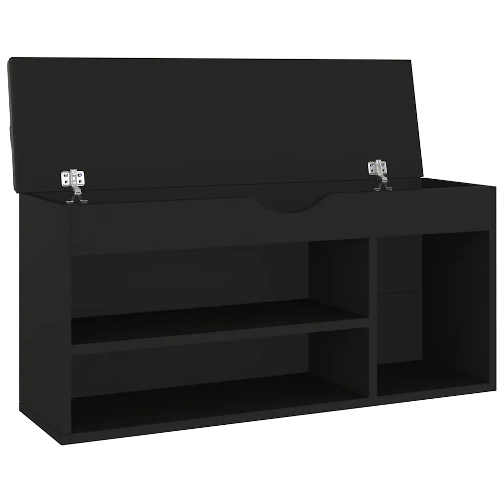 Panca Porta Scarpe con Cuscino Nera 104x30x49cm Multistrato 326751