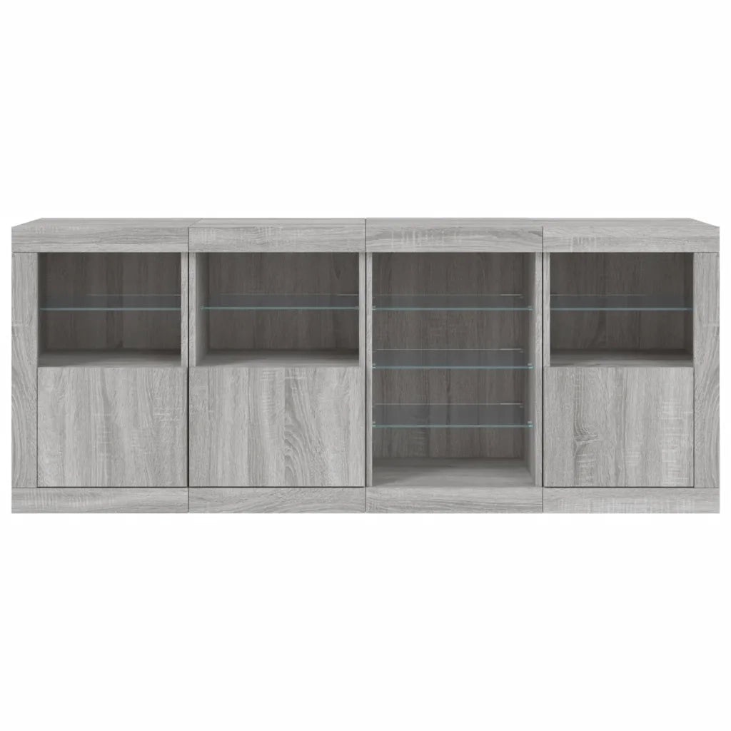 Credenza | Madia | Buffet da pranzo | Armadio da pranzo con Luci LED Grigio Sonoma 164x37x67 cm