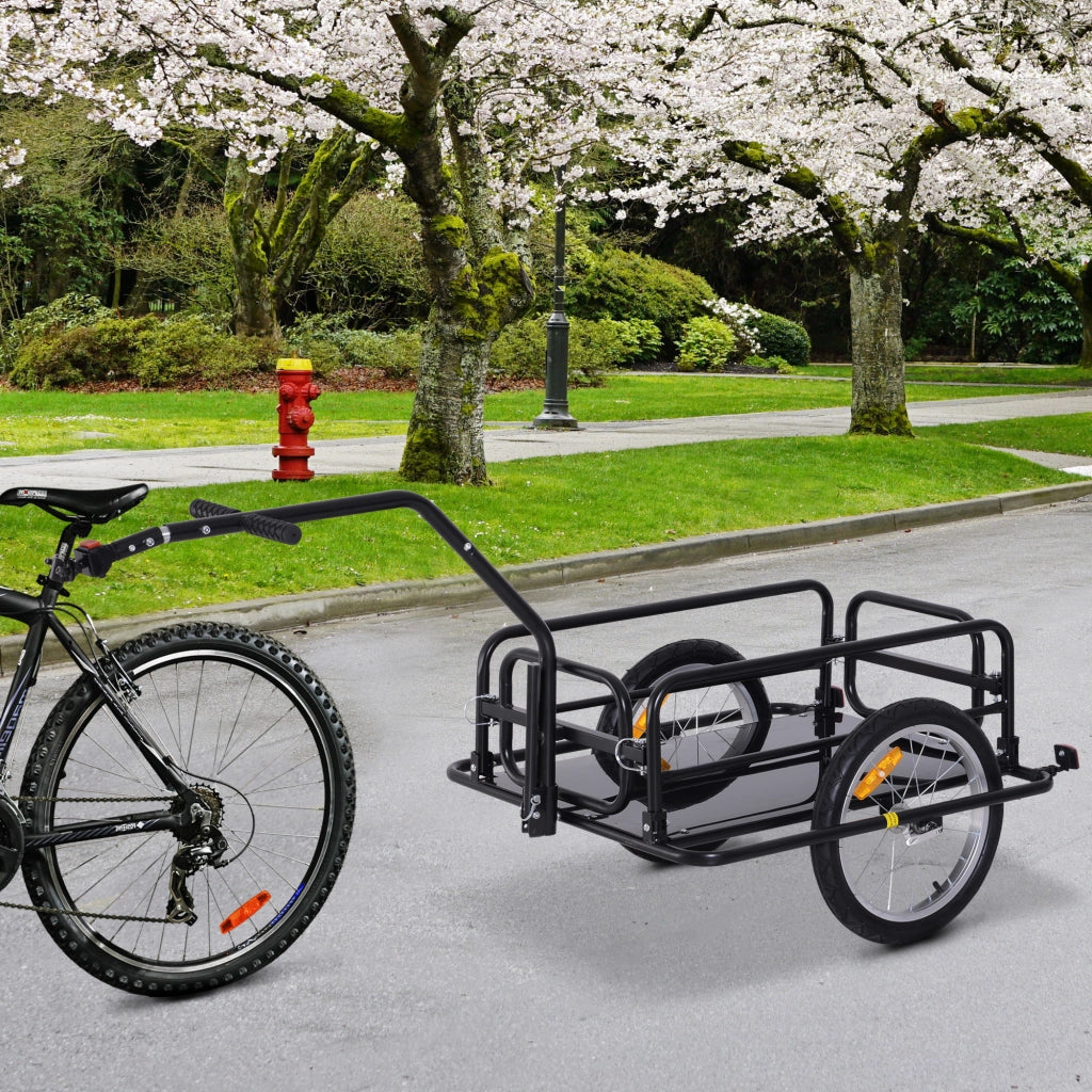EasyComfort Carrello per Bicicletta Rimorchio Cargo Bici Trasporto di Oggetti Pieghevole Portata 36kg 156x72x82cm