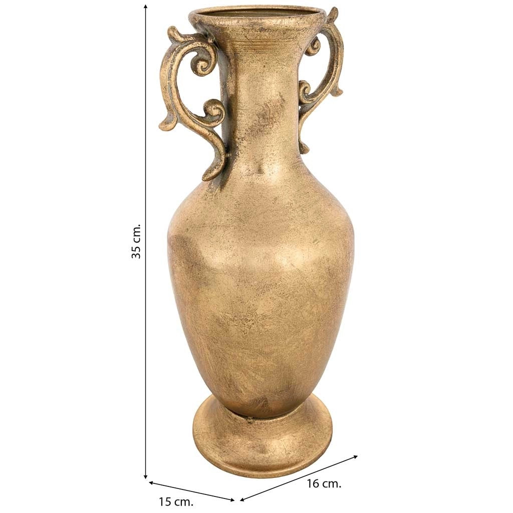 Vaso in metallo dorato 16x15x35h cm