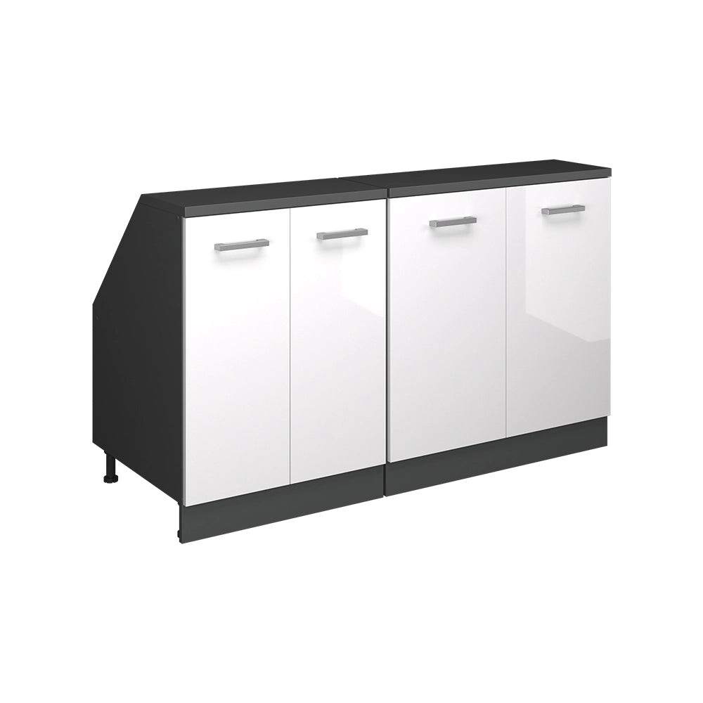 Set di mobili sottotetto Rion Bianco lucido/Antracite 140 cm Set di 2 carcasse armadio profondità 60 cm Vicco