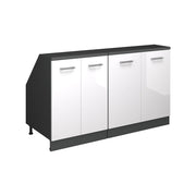 Set di mobili sottotetto Rion Bianco lucido/Antracite 140 cm Set di 2 carcasse armadio profondità 60 cm Vicco