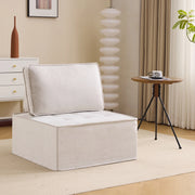 Sofa modulare compatto per piccoli spazi, rivestimento in lino, beige