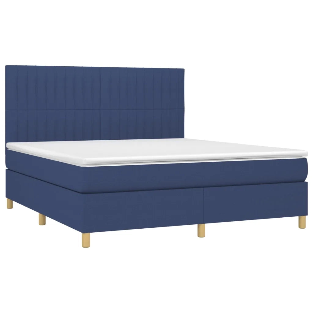 Letto a Molle con Materasso e LED Blu 160x200 cm in Tessuto 3135611