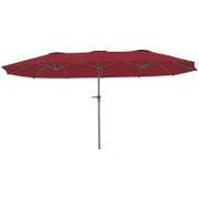 Ombrellone Doppio con Prese d'Aria e Manovella, in Metallo e Poliestere, 4x2.2x2.34 m, Nero e Rosso