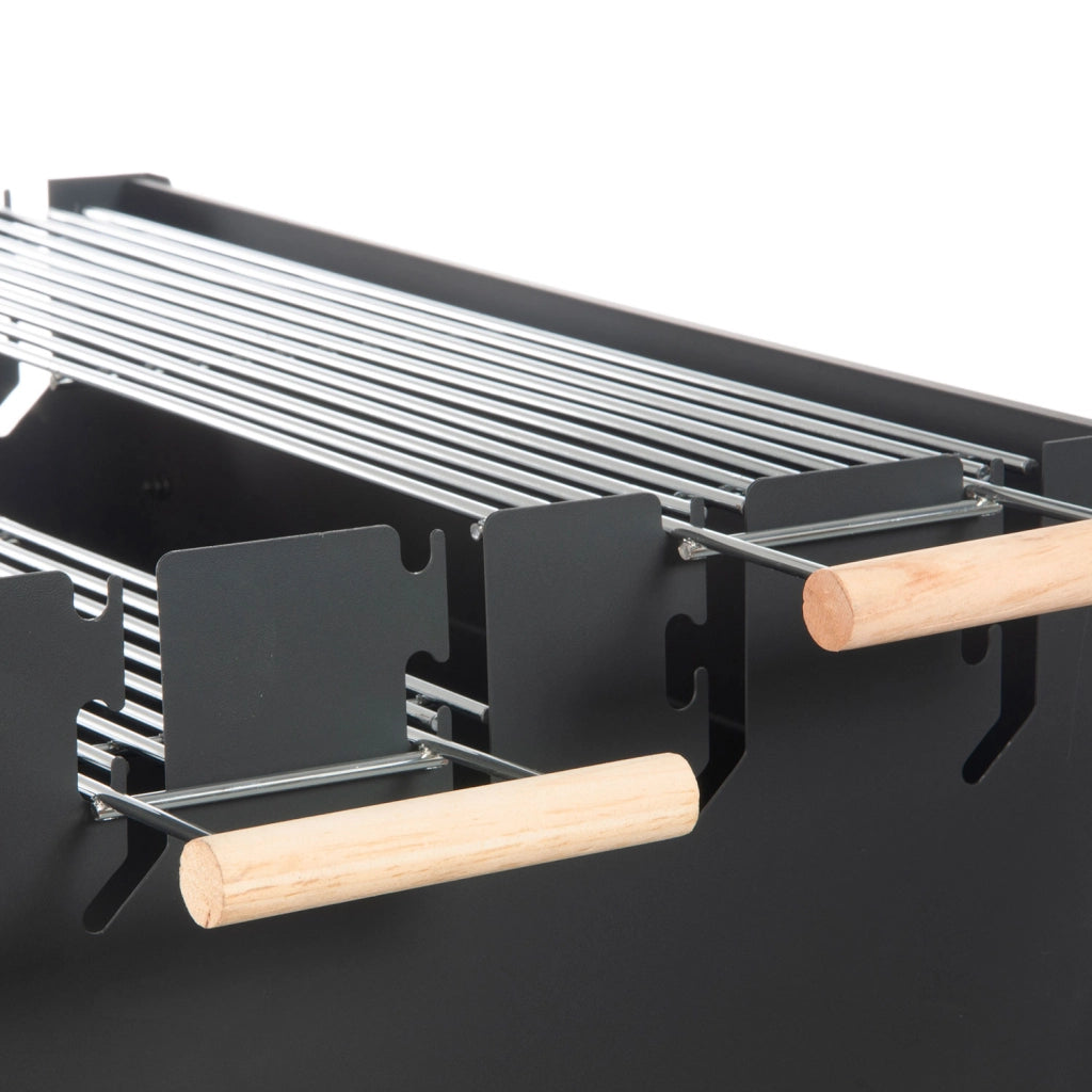 Barbecue a Carbonella 83x49x90 cm 2 Griglie di Cottura e Struttura con Ruote in Acciaio Nero