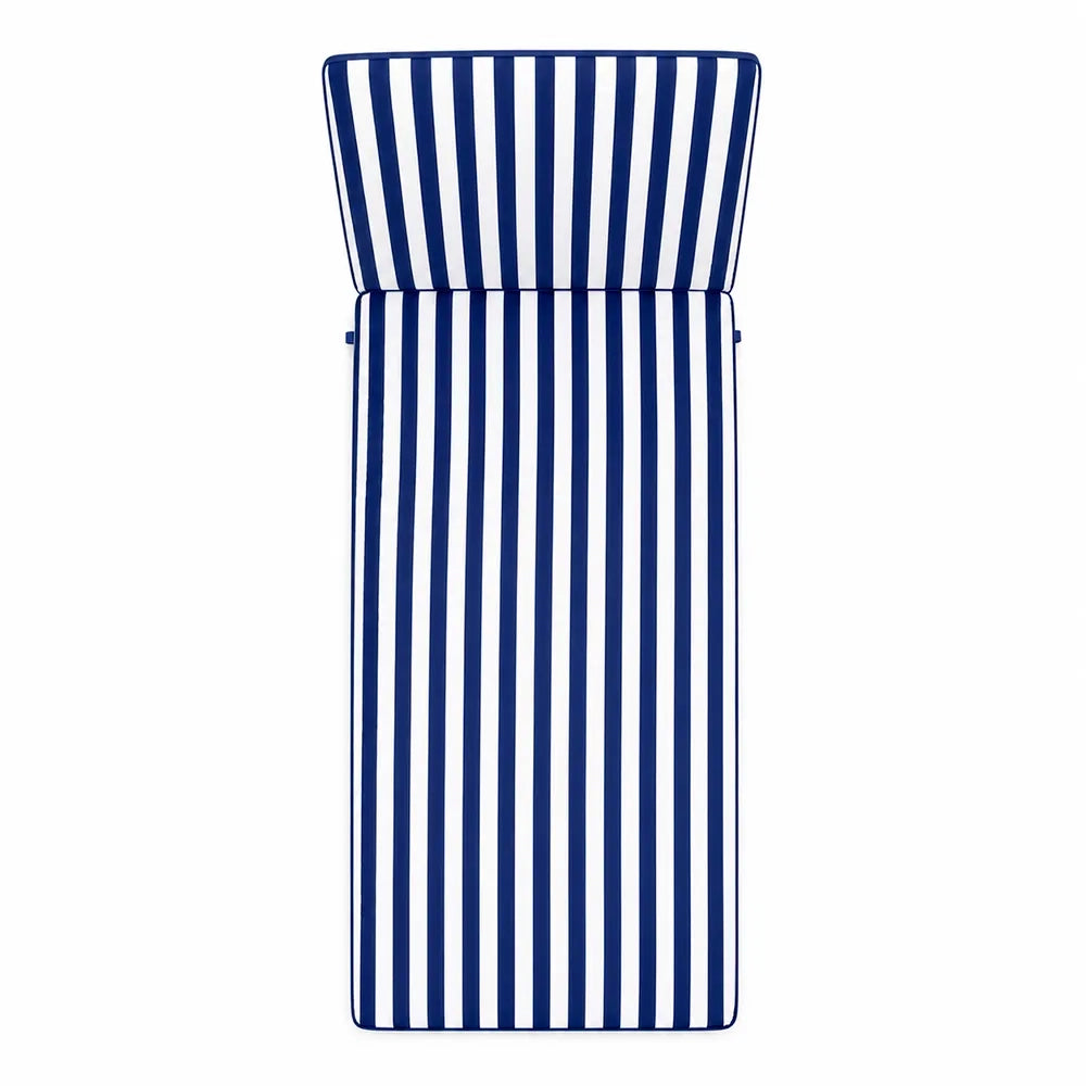 Cuscino per lettino da esterno 192x61 cm a righe con schienale reclinabile e velcro in poliestere – Blu/Bianco