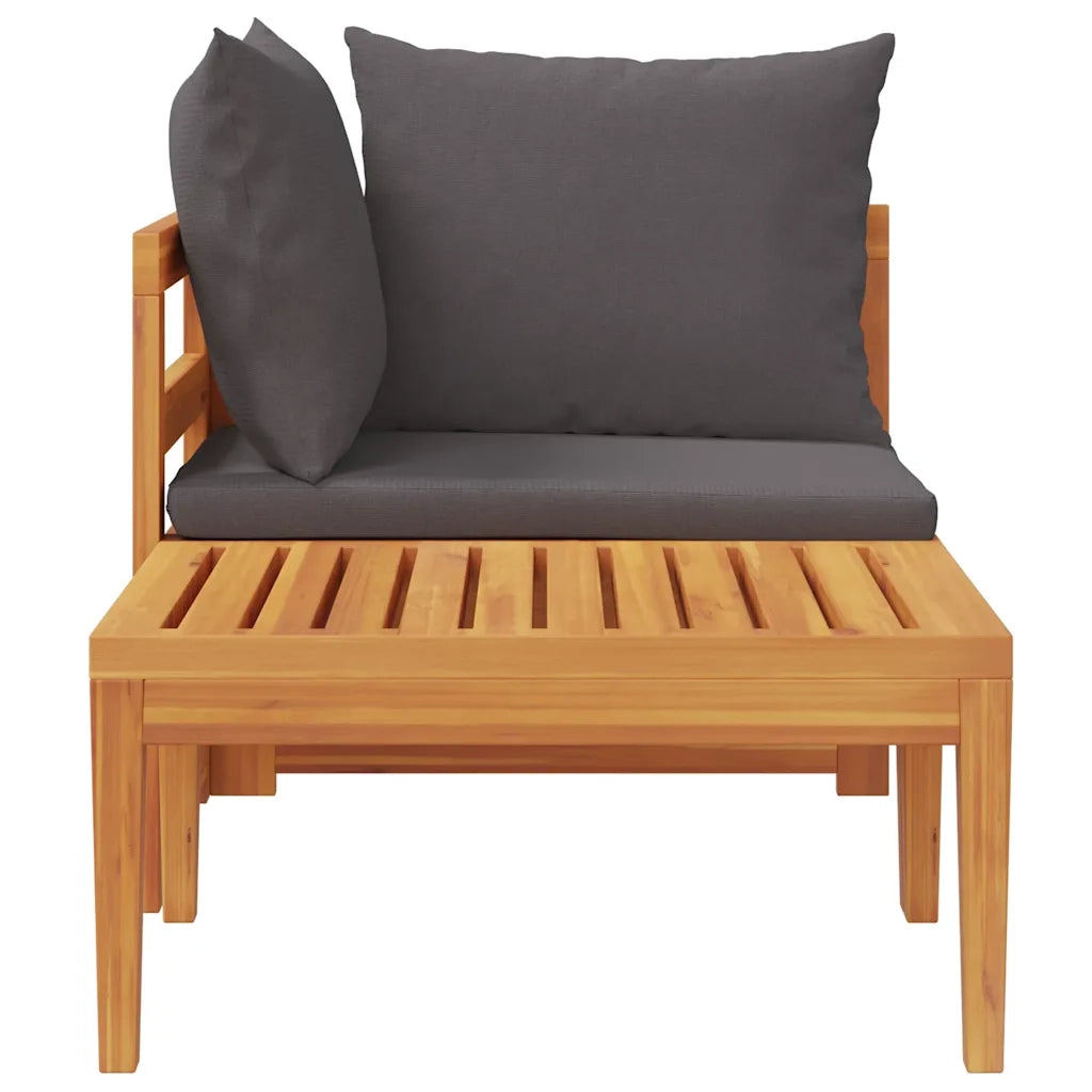 Set Divani Giardino 2 pz con Cuscini Grigio Scuro Legno Acacia cod mxl 70758