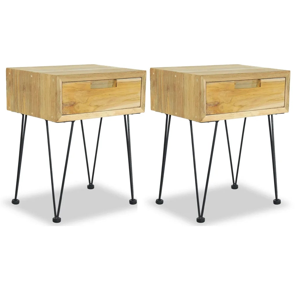 Comodini 2 pz 40x30x50 cm in Legno Massello di Teak cod mxl 30911
