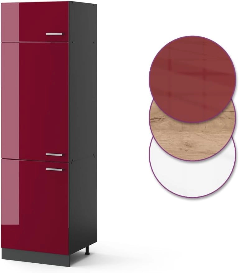 Armadio frigorifero R-Line, Rosso lucido, 60 cm, per la libera combinazione all'interno di sistemi cucina modulari