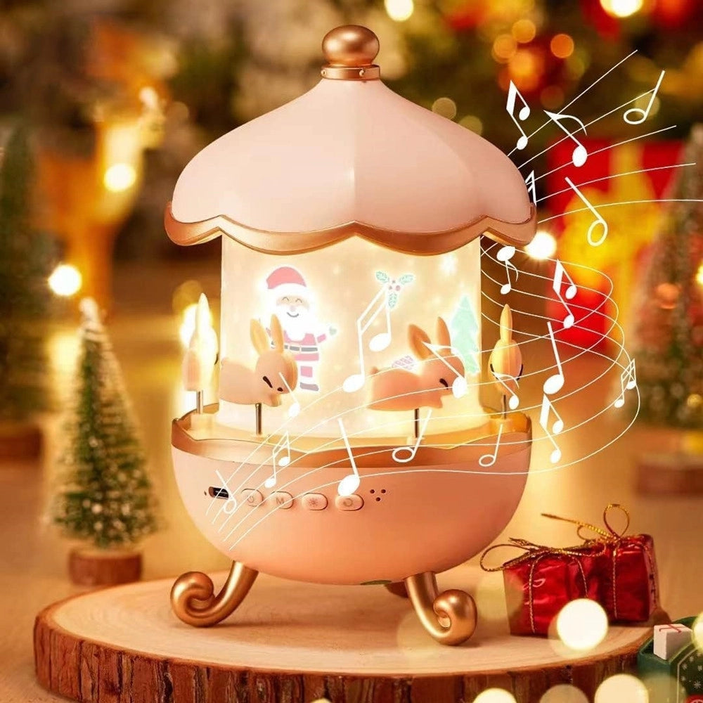 Trade Shop - Luce Notturna Per Bambini Proiettore Cielo Forma Coniglio A Led Con Rotazione Altoparlante -