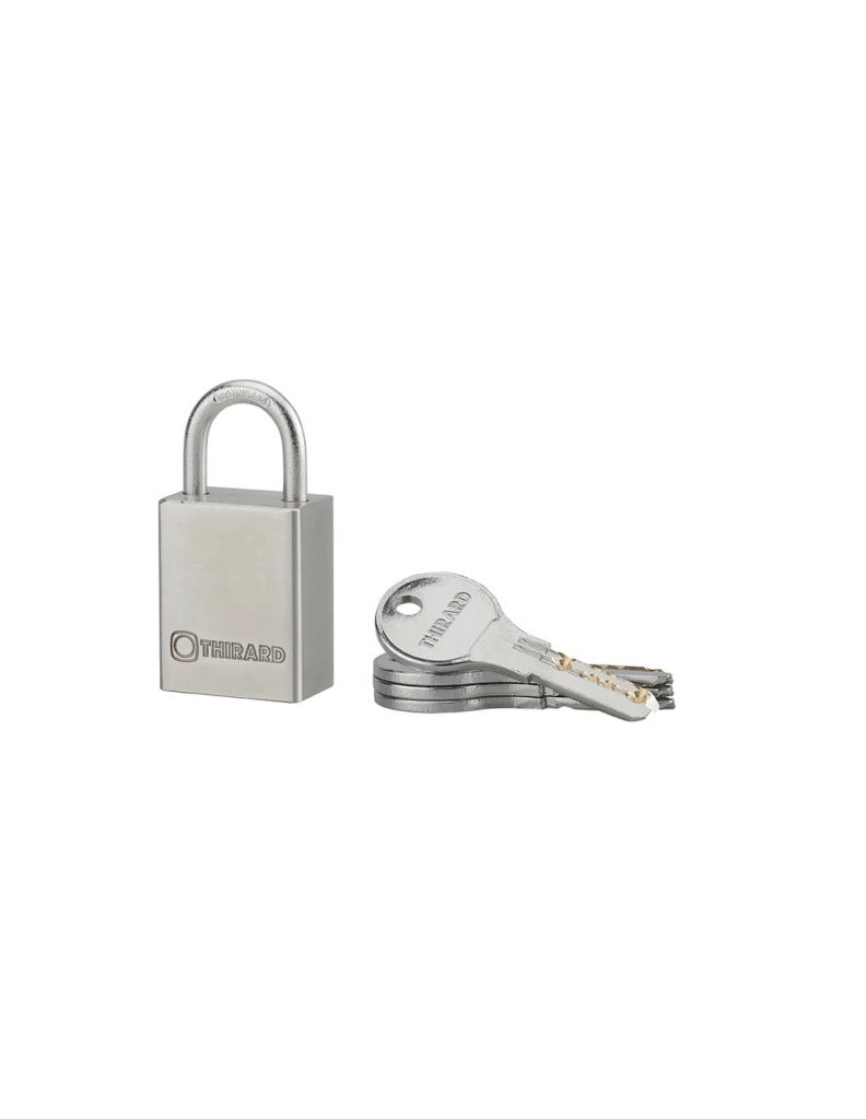 Lucchetto a chiave Rinox, 30 mm, acciaio inossidabile, esterno, arco in acciaio INOX, 4 chiavi - THIRARD