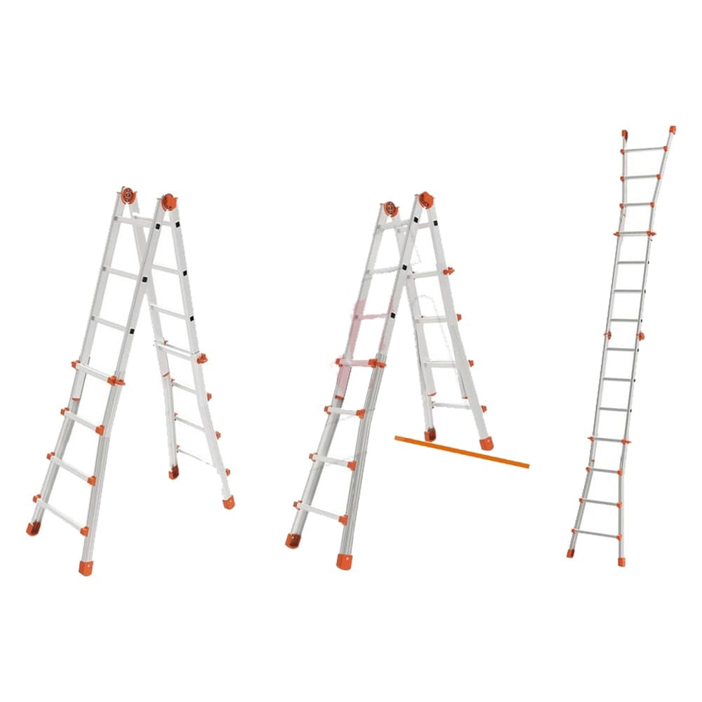 SCALA ALLUMINIO TELESCOPICA MULTIFUNZIONE GRADINI 4+4 SQUADRA PIU' 150KG MARCHETTI