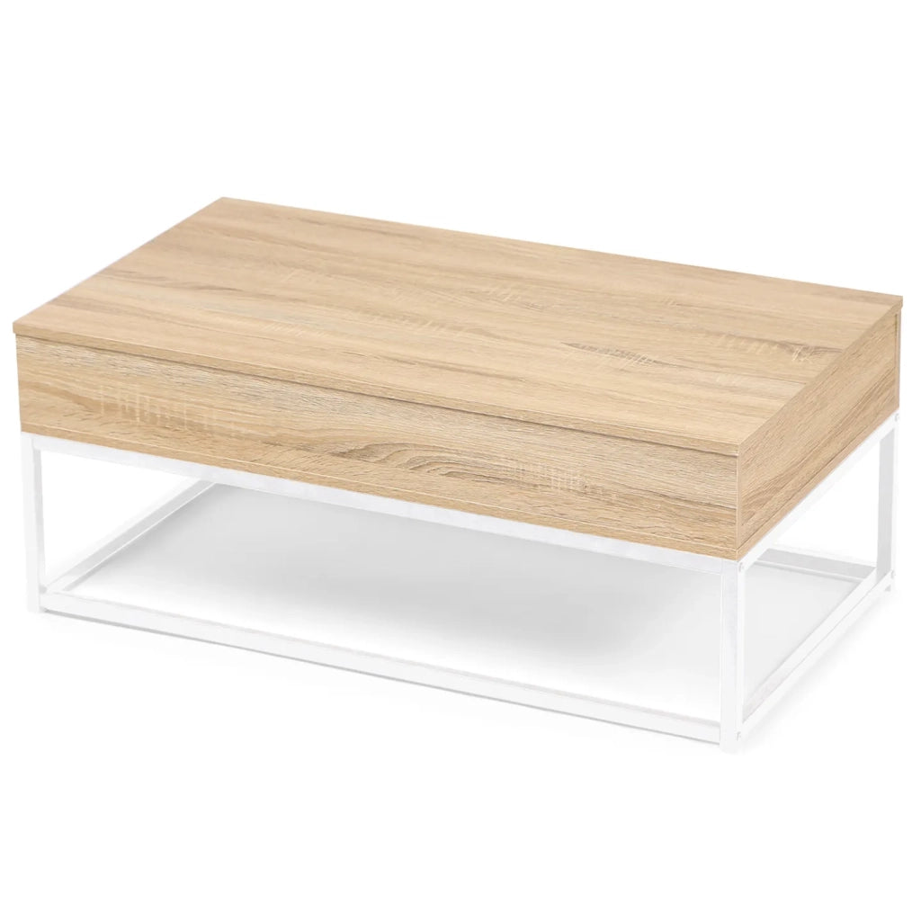 IDMarket - Tavolino DETROIT de design industriale legno e metallo bianco