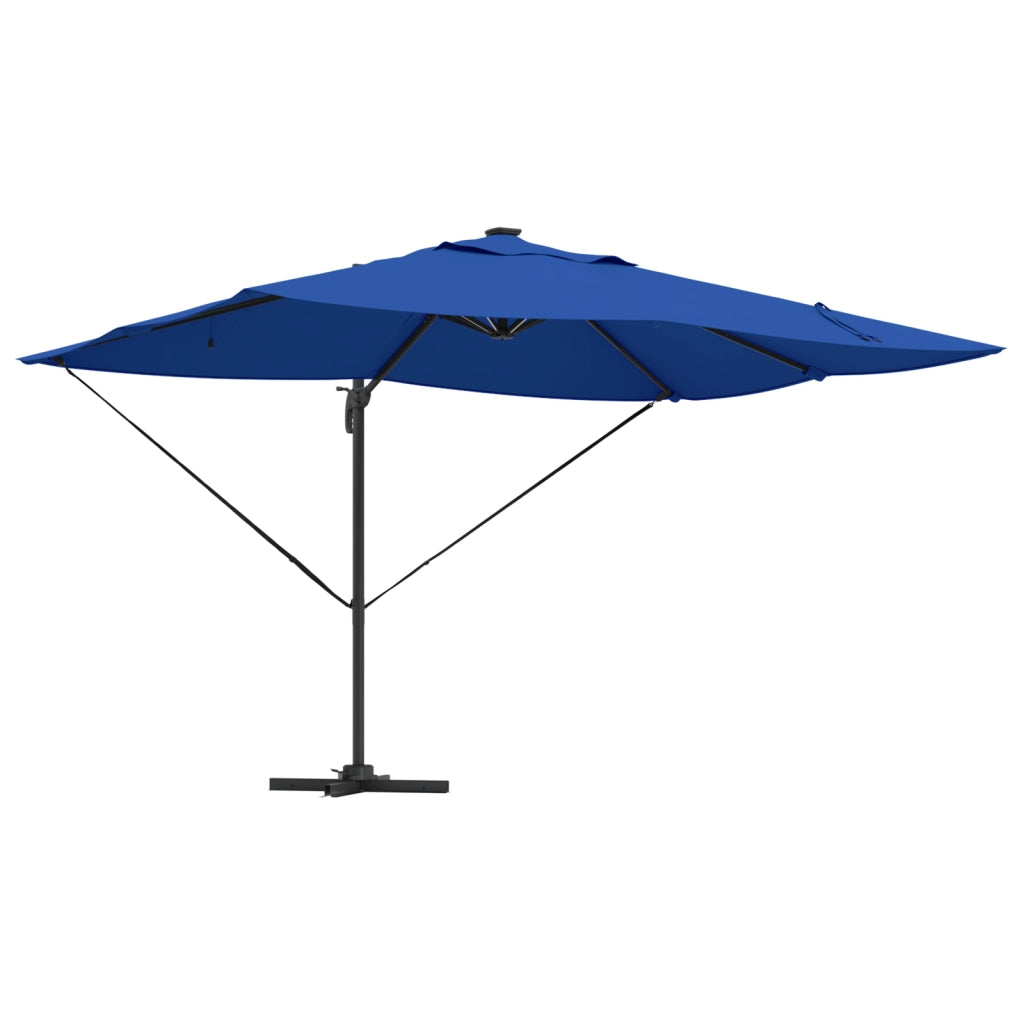 Ombrellone a Sbalzo Roma con LED Blu Azzurro 352x251x265 cm Alluminio