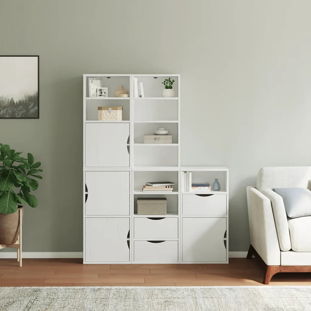 Armadietti Laterali 5 pz ODDA Bianco 40x24x79 cm Legno di Pino 3365361