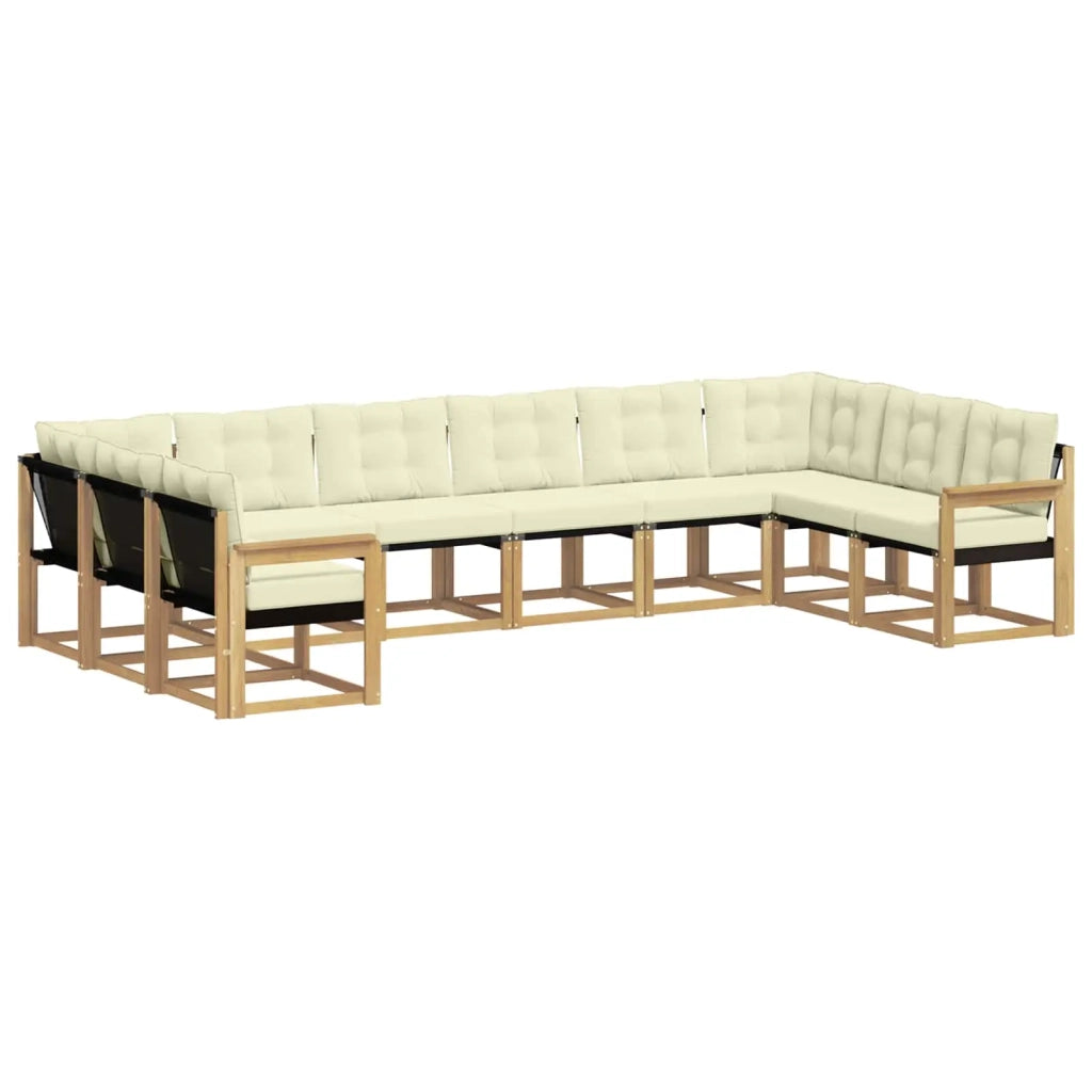 Set di divani da esterno con cuscino 10 pcs Bianco e Crema 3389900