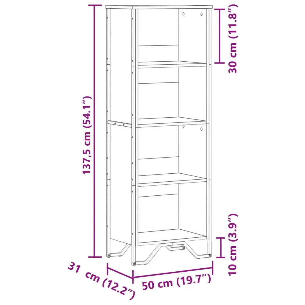 Libreria-Scaffale per Libri-Mobile di Stoccaggio Rovere Sonoma 50x31x137,5 cm in Truciolato