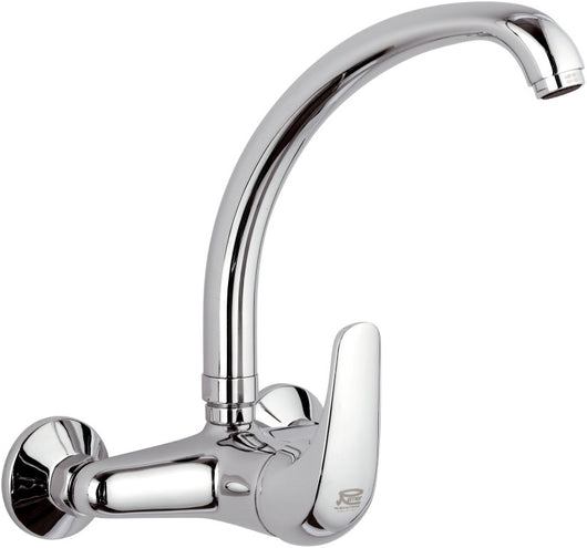 Rubinetto lavello a muro con leva frontale e bocca alta girevole - serie project