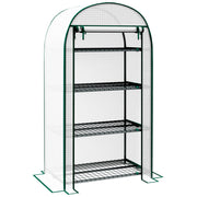 Serra da Giardino Verticale 80x50x160 cm con 4 Ripiani in Metallo e Copertura in PE Bianco