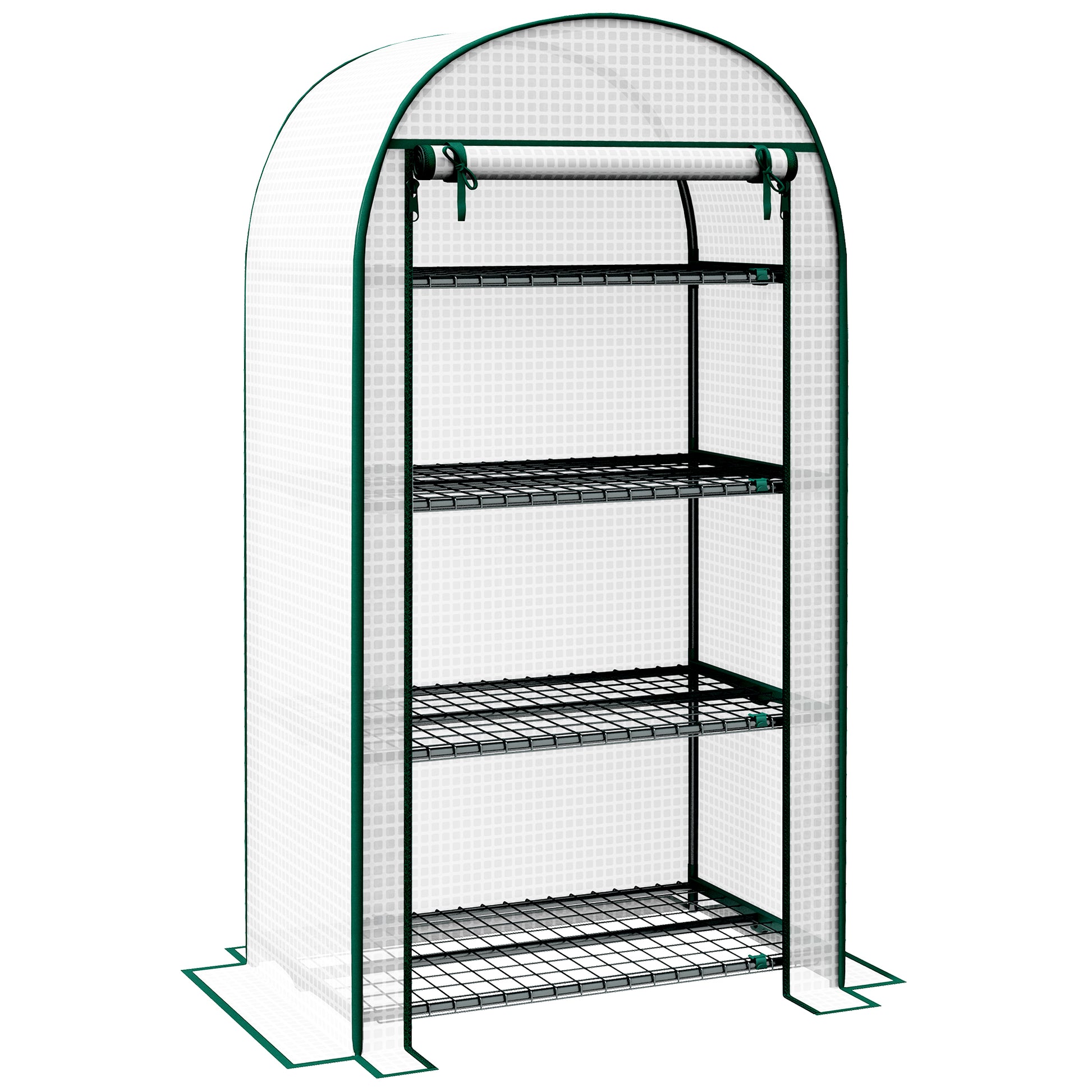 Serra da Giardino Verticale 80x50x160 cm con 4 Ripiani in Metallo e Copertura in PE Bianco