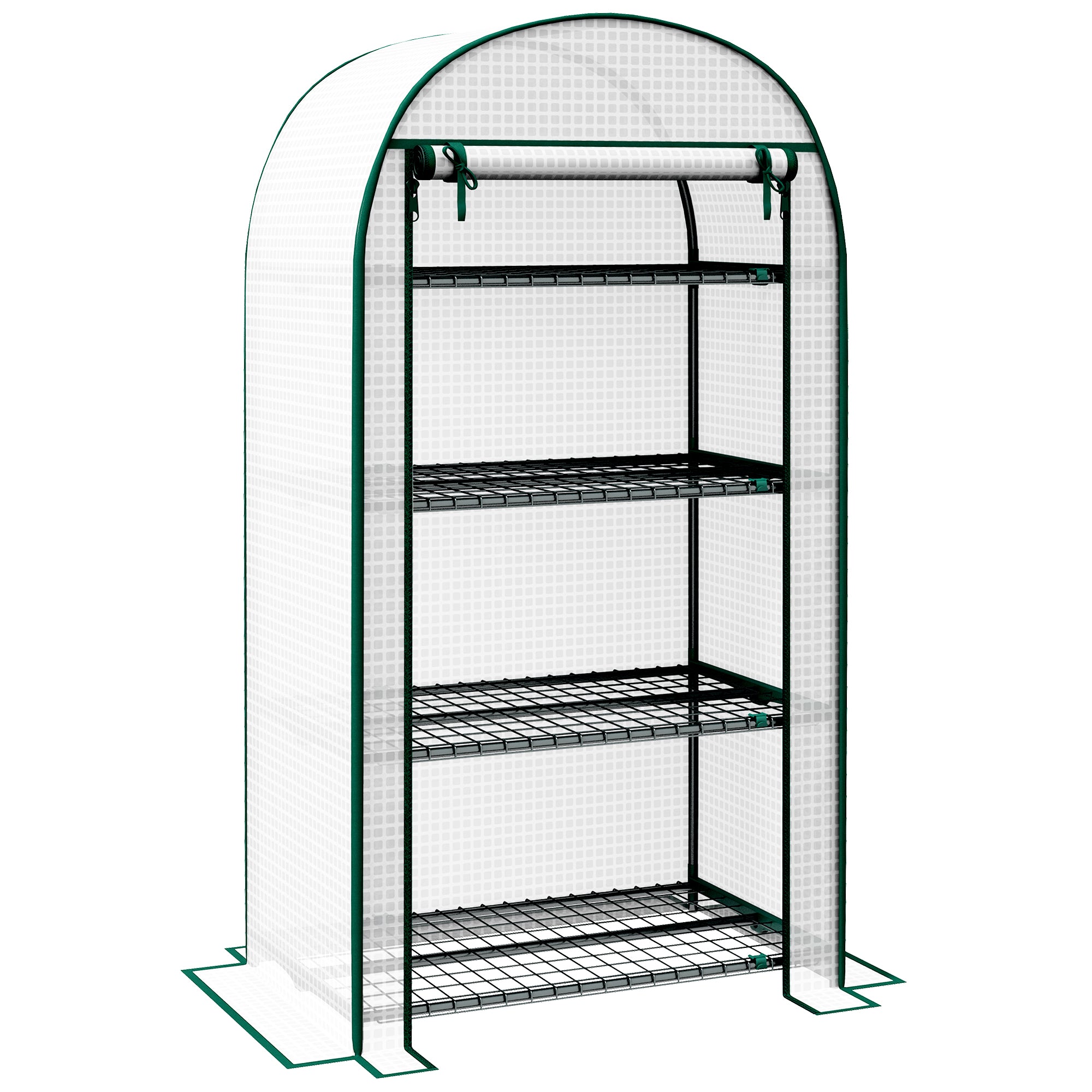Serra da Giardino Verticale 80x50x160 cm con 4 Ripiani in Metallo e Copertura in PE Bianco