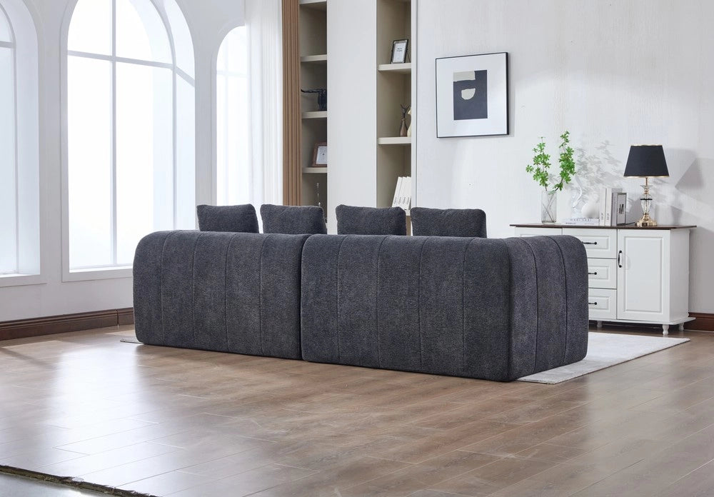 Divano Angolare Modulare 2 Posti ¨C Xylo ¨C Velluto Grigio Scuro, Braccioli, 260x94x80