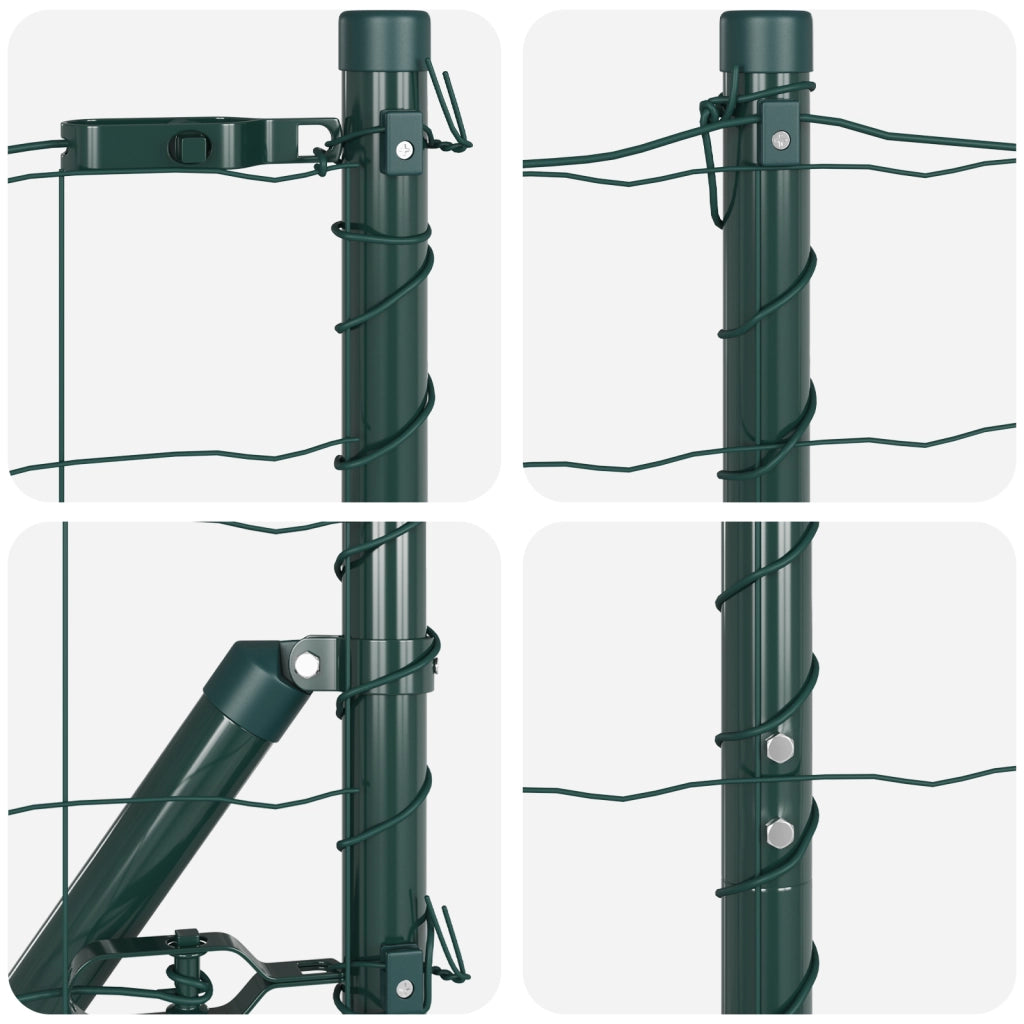Recinzione Euro di con 7 Post 1.6x10 m Acciaio Galvanizzato Verde
