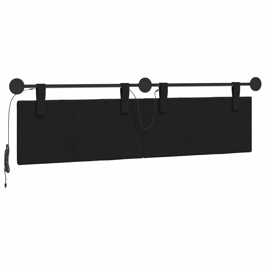Testiera sospesa Con luce LED Nero Tessuto