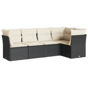 Set Divani da Giardino 5 pz | Set Salotto da Giardino con Cuscini in Polyrattan Nero