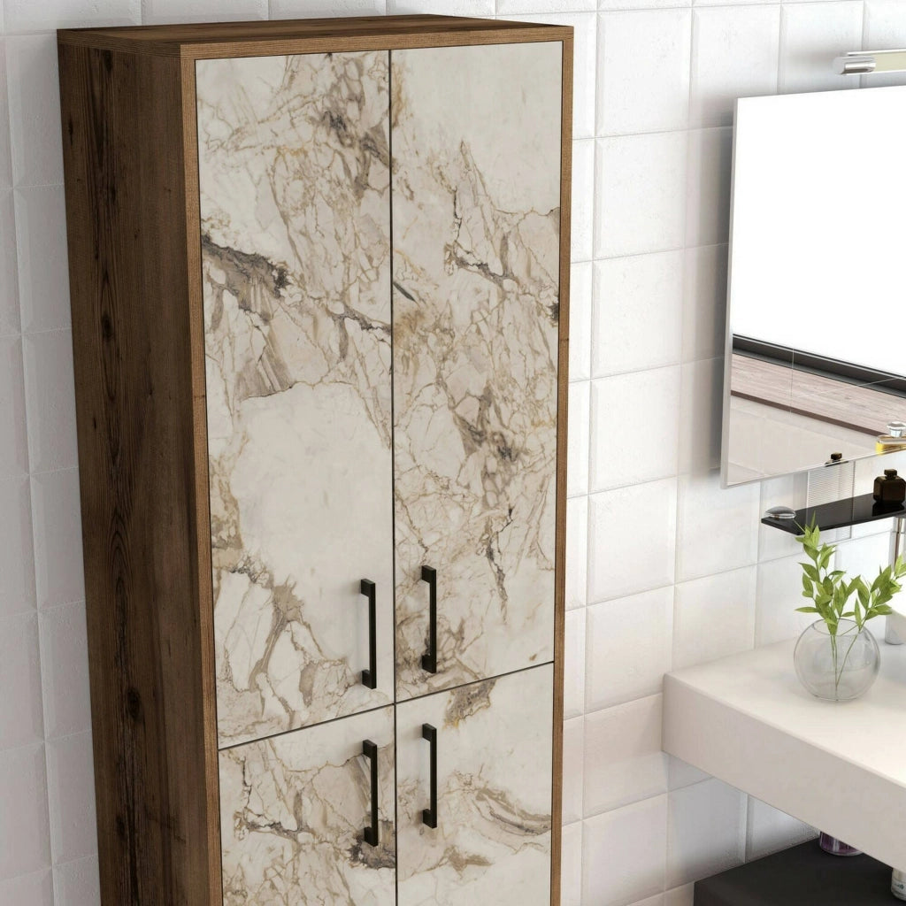 Amata, Armadio Multiuso Grande 5 Ripiani, 60x200h cm Marrone Noce
