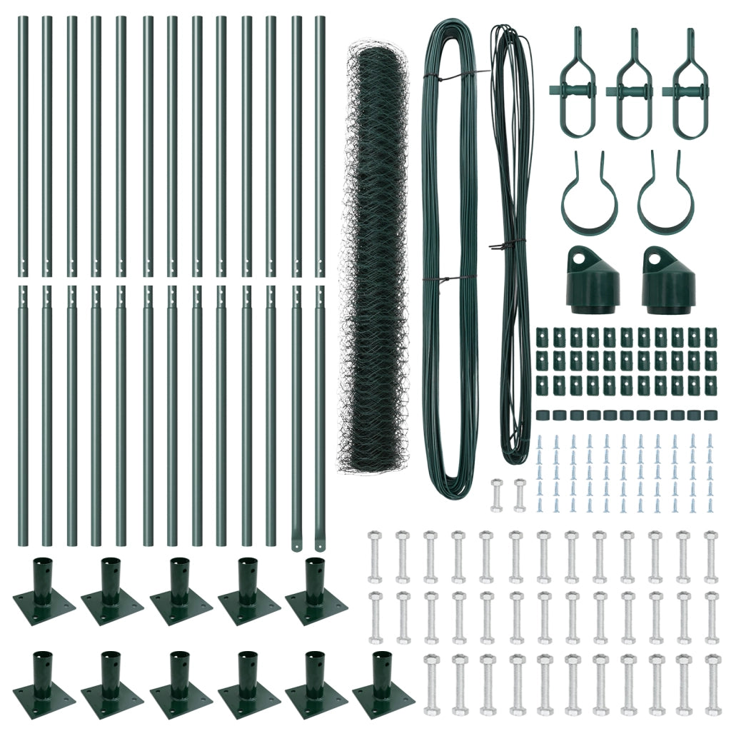 Set di Recinzione Set di 2 Verde Foresta Acciaio 25 x 1 m
