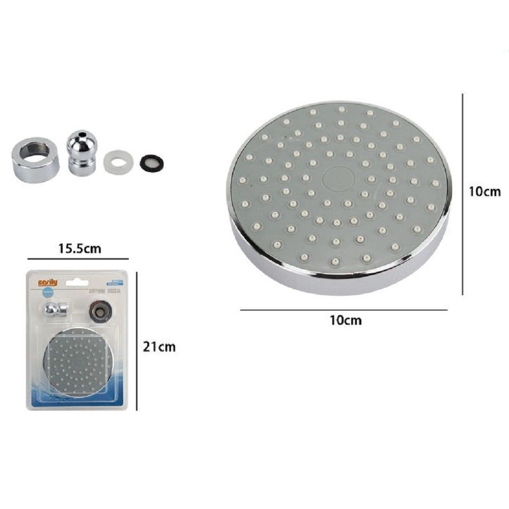 Trade Shop - Soffione Doccia Rotondo Diametro 10 Cm Ugelli Fori Bagno Miscelatore 59163 -