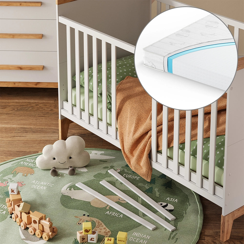 Vitalispa culla neonato Bianco/Artisan 70x140 cm con materasso