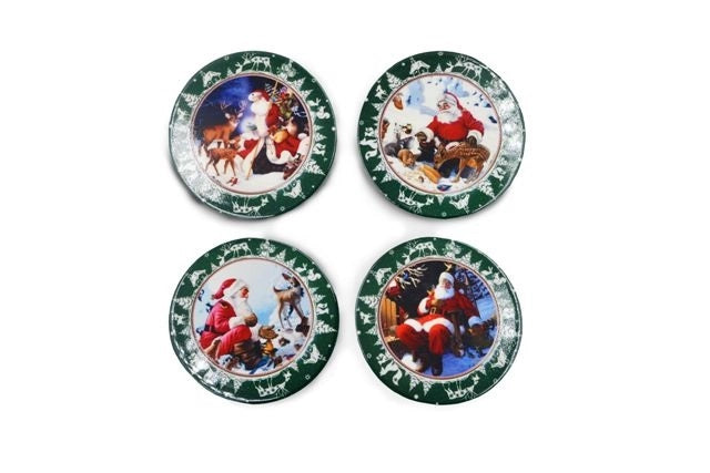 Set 4 Sottobicchieri da Tavola Natalizi Babbo Natale 11 cm