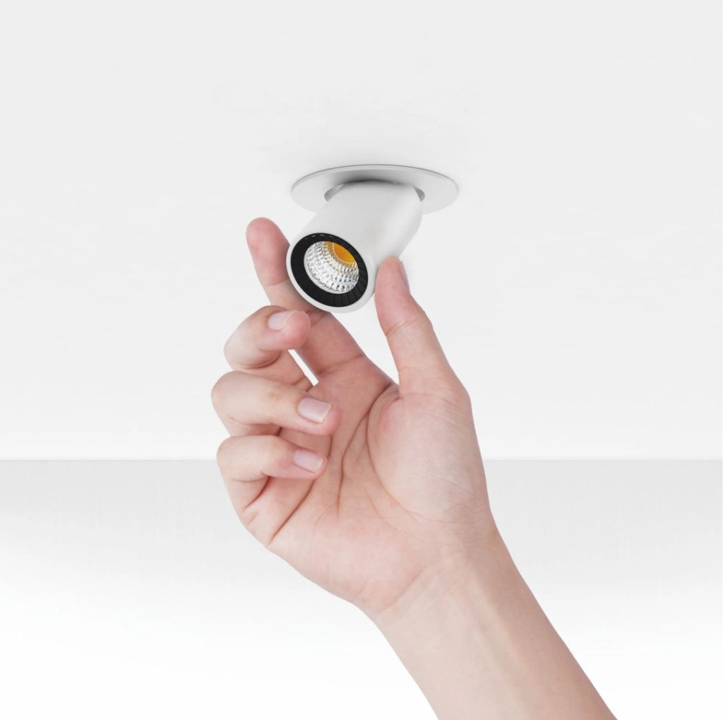Nano Oxo Faretto LED da Incasso Orientabile 6W Fascio 45º CCT Switch 2700K/3200K/4000K Bianco Opaco per Illuminazione d'Accento Interni Design