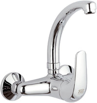 Rubinetto lavello a muro con leva frontale e bocca modello corto - serie project