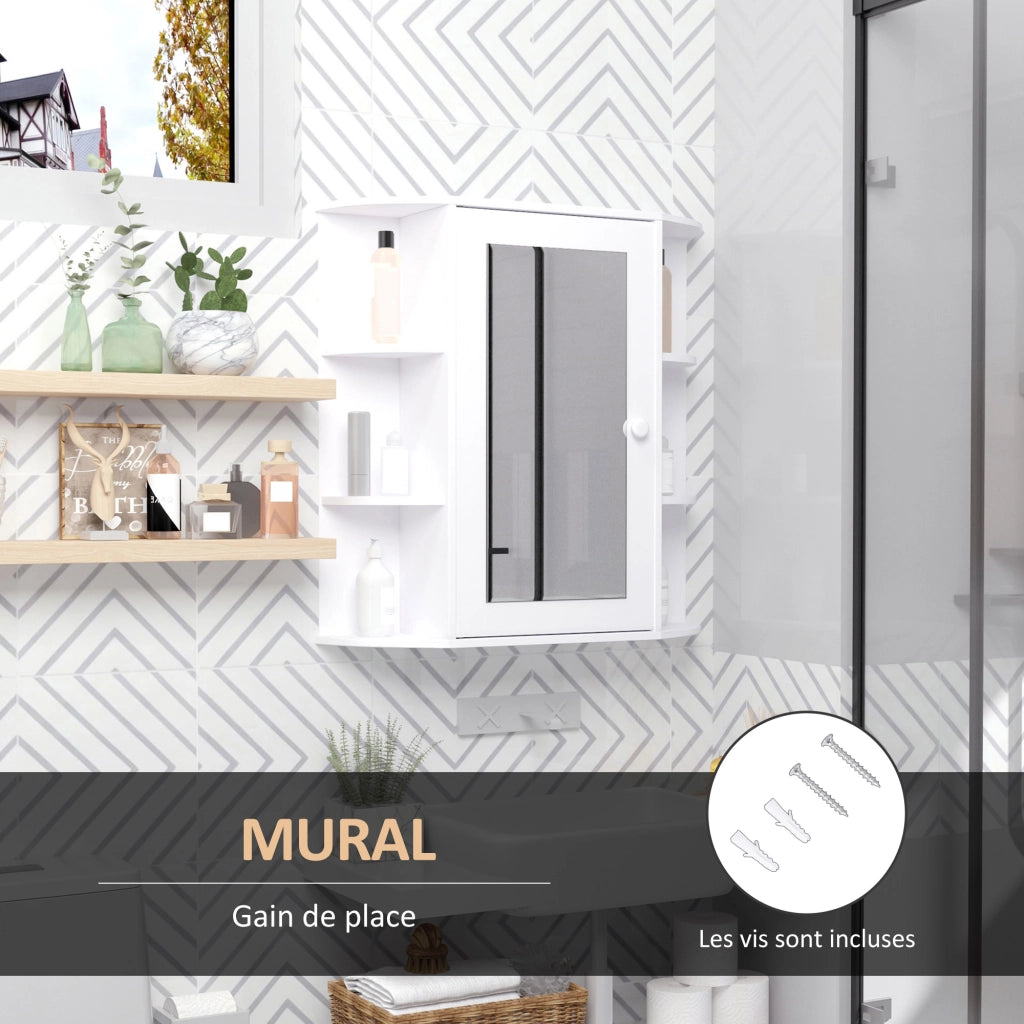 Mobile Specchio Bagno con Ante ¨C Xylo ¨C Bianco con Ripiani Laterali