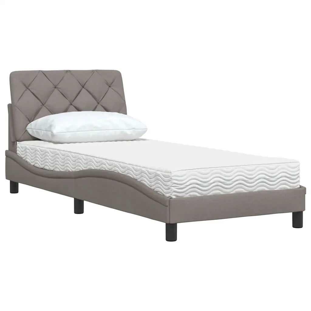 Letto con Materasso Tortora 90x200 cm in Tessuto 3310717