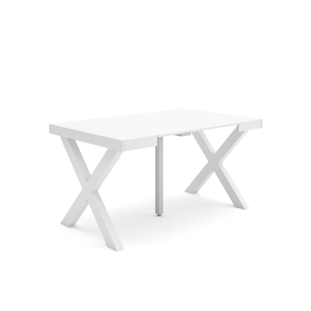 Consolle allungabile, 58 fino 140x90x73cm, Per 6 persone, Gambe in legno, Bianco RF2725