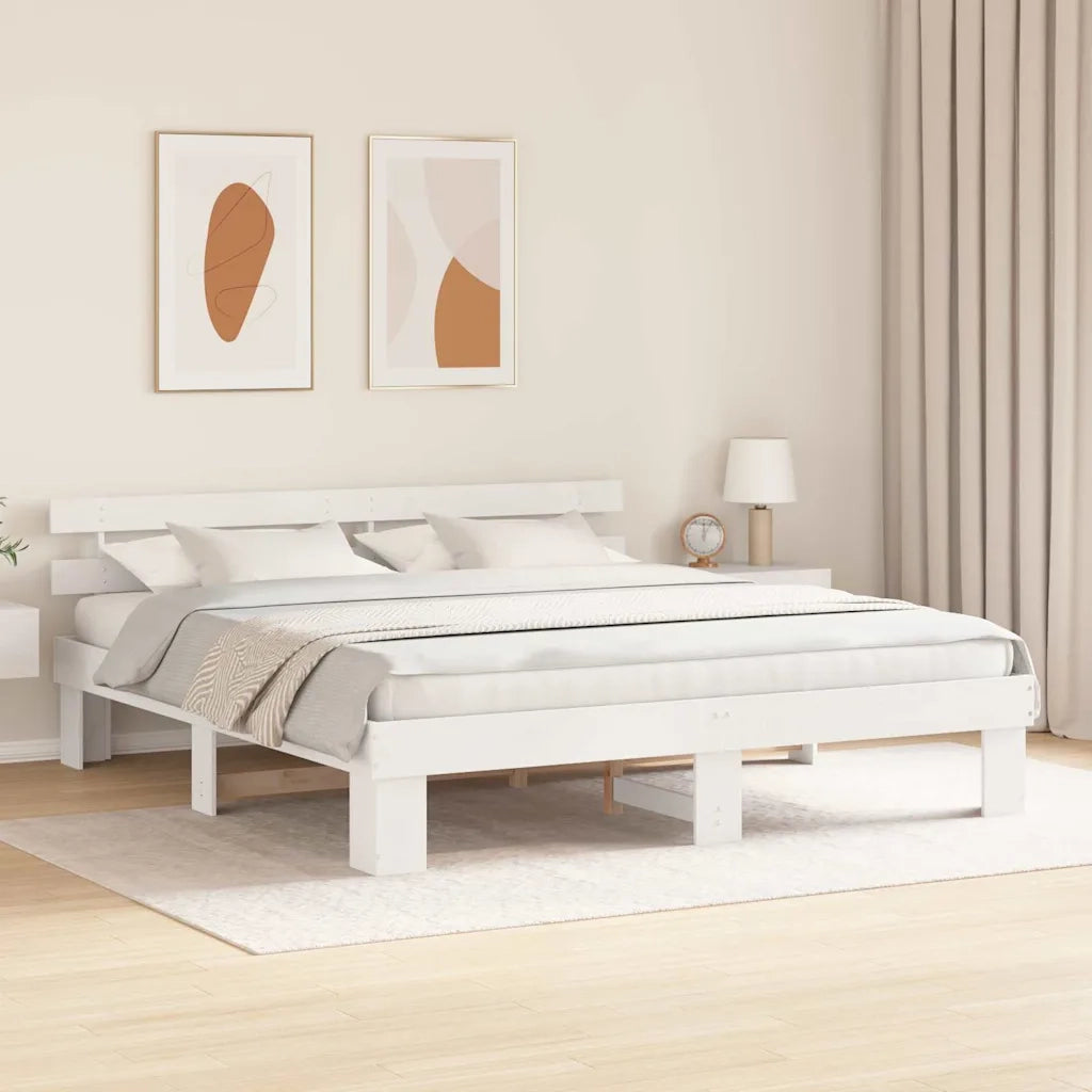 Struttura del letto Bianco 200 x 200 cm Pino massello